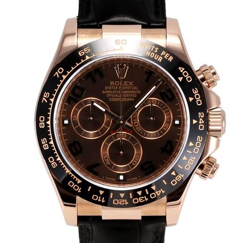 rolex daytona rose gold case brown dial brown leather strap|Rolex rose gold leather strap.